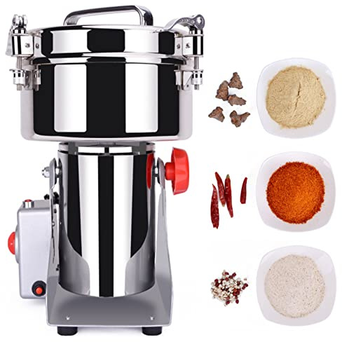 1000G Moulin À Grains Électrique Commercial Moulin Cereales Swing Type Concasseur A Grain Acier Inoxydable Haute Vitesse Moulin À Épices Pour Graines De Haricots Noix Épices Herbe Poivre Céréales Café