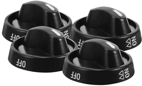 NUOBESTY Boutons de Commande Design Simple Universels pour Cuisinière à Gaz Robustes et Sûrs Lot de 4 en Plastique Noir pour Usage Cuisine