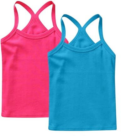 XINYUNZU 2er Pack Cami Shirt Mädchen Baumwolle Trägershirt Sommer Tops Sport Casual Top Ärmellos Girls Trägertop Unterhemd Einfarbig Freizeit Oberteile Mode Tanktop Unterhemden für Kinder 1-13 Jahre