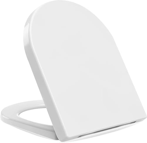 Aibulo D Shaped Soft Close Toilet Seat – White Quick Release Toilet Seat with Top Fixing – Easy Clean & No-Slam Design – Universal Fit Toilet Seats Soft Close for Bathrooms
