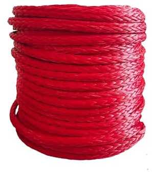 Cable de cabrestante sintético de Alta Resistencia for Coche, 8 mm x 100 m, for Remolque Todoterreno, ATV, UTV Ligero y con Mayor Resistencia a la abrasión(Red)