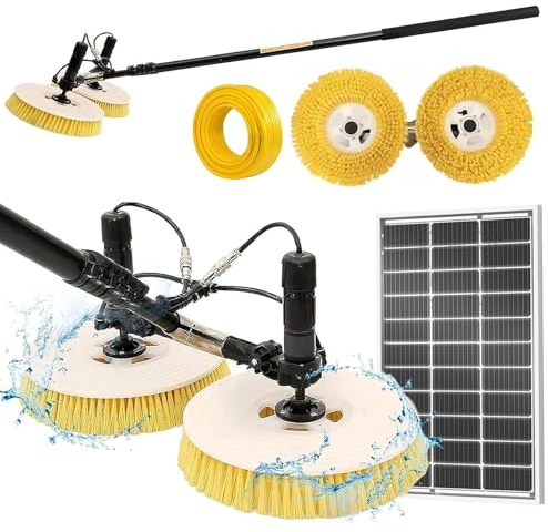 Solarmodul-Reinigungsset Mit Teleskopstange, Kommerzielle Pv-Panel-Reinigungsbürste, 65 Cm Doppelbürstenkopf, Wassergespeister Fenster- Und Solarmodul-Waschautomat, Für Dächer, Große Solaranlagen, 3,