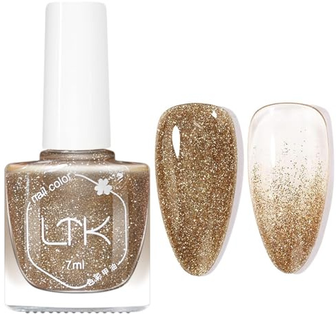 Smalto per unghie dorato, ad asciugatura rapida, a lunga durata, vernice colorata con glitter oro, regolare, non tossico, senza lampada UV, per donne, fai da te, asciugatura rapida, 7 ml (flash dorato
