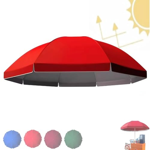 Housse de parasol de table de marché, toile de rechange pour parasol de jardin rond, résistante à la décoloration, imperméable, 8/10 baleines(Red 3.2m/10ft 8 Ribs)