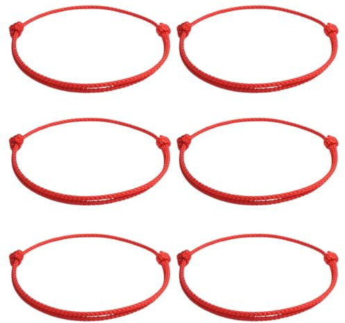 JchEnye 6 braccialetti intrecciati rossi Kabbalah, ciondoli portafortuna regolabili, amuleti protettivi per il destino, filo rosso per coppie uomo-donna.