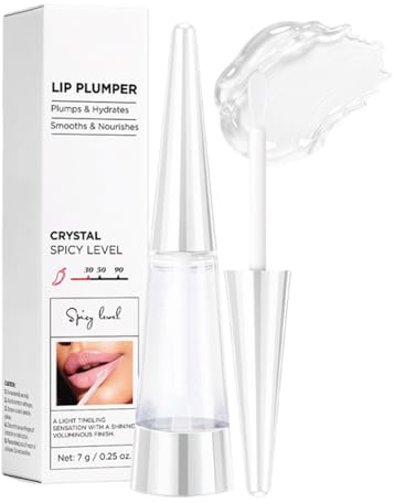 Lip Plumper Extreme Volume, Transparenter Lipgloss Crystal, Lip Gloss mit Hyaluron & Jojobaöl - Nicht Klebend, Für Vollere, Glänzende Lippen, Lip Glow Oil Mit Volumeneffekt für Mädchen und Frauen