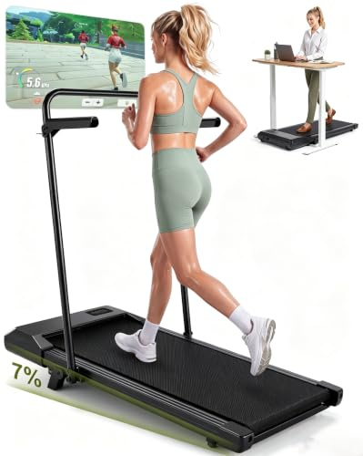MJWW Raceable Walking Pad mit 6%-9% Steigung, 2.5/3.0 HP Klappbares Laufband für Zuhause & Büro mit APP-Steuerung, Leise Schreibtisch Laufband mit AI-Training, LED-Anzeige