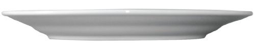 Olympia Linear Assiettes Rondes à Rebord Large en Porcelaine Blanche 250 mm - Entièrement Vitrifiée avec Motif Doublé en Relief - Paquet de 12