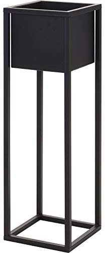 Home&Styling Blumentopf mit Ständer Blumenkübel Pflanztopf Übertopf Pflanzgefäß Blumenständer Metallständer Blumentopfständer Metall 70cm Schwarz