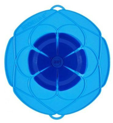 Kochblume das Original, Silikon Überkochschutz für Töpfe und Pfannen, Mikrowellen-Deckel, Spritzschutz und Dampfgar-Aufsatz | (blau, M | Topfgröße 14-20cm)