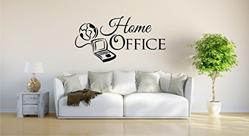 INDIGOS UG - Wandtattoo Wohnzimmer - Wandaufkleber Home Office 40cm x 16cm schwarz E953 - Aufkleber Kinderzimmer Schlafzimmer Küche Badezimmer Büro Dekoration