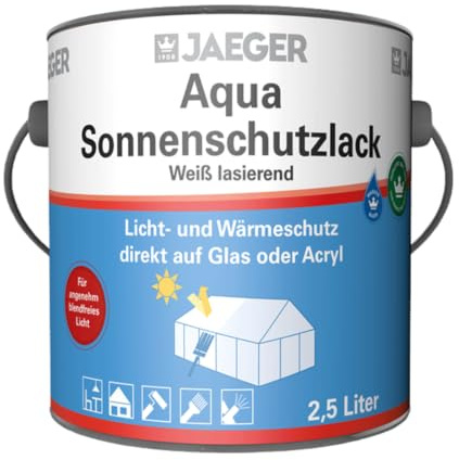 Jaeger Aqua Sonnenschutzlack, weiss lasierend, 2,5 Liter | Licht- und Wärmeschutz