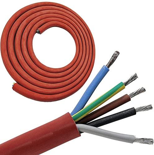 3 Meter (m) Silikonkabel 5x2,5 mm² | SiHF-J | Hitzebeständige und flexible Silikonleitung | Saunakabel | Optimal für Saunaöfen | -60°C bis +180°C | Wärmegeräte, Scheinwerfer, Heizkraftwerke etc.