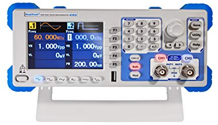 PeakTech 4165 – Generador de forma de onda arbitraria de 65MHz, 1µHz, 2 canales, frecuencia de 200 MHz, función arbitraria, AM, FM, PM, PWM, FSK, pantalla a color TFT, función de barrido/ráfaga