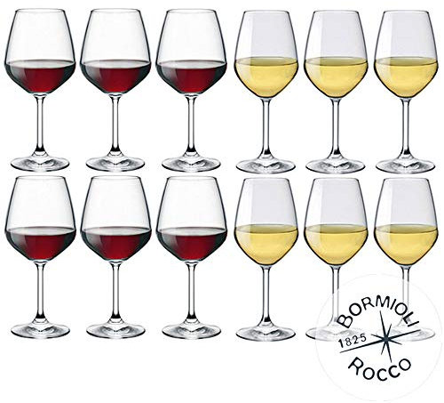 Collezione DIVINO Bormioli Rocco - Set di 12 bicchieri da vino - 6 Divino rosso 53 cl + 6 Divino bianco 44 cl eleganza a tavola
