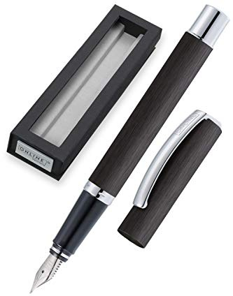 ONLINE Füller Vision Black, Füllhalter mit klarem Design, matt gebürstetes Aluminium, Iridium-Feder EF (extra fein), für Standard-Tintenpatronen und Konverter, Geschenkverpackung | Farbe: schwarz, 1 Stück (1er Pack)