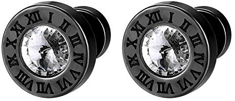 Flongo Pendientes de mujer para hombre, con circonitas y números romanos, grabados