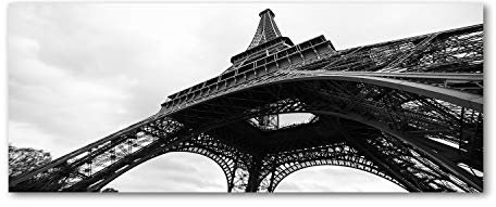 Tulup Leinwandbild - Wandkunst - Drucke auf Leinwand - Leinwanddruck -125x50 cm - Sehenswürdigkeiten & Architektur - Schwarzweiß - Eiffelturm Paris