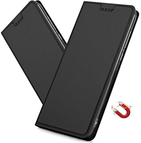 MRSTER Coque pour iPhone 5 Housse, Étui à Rabat avec Carte Fentes, Fermeture Magnétique, Antichoc Ultra Mince Protection Case pour Apple iPhone 5 / 5S / Se. DT Black