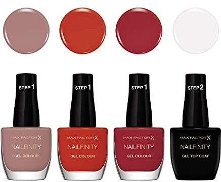 Max Factor Set Smalti Unghie Nailfinity, Smalti a Lunga Tenuta Effetto Gel, 100 The Finale, 215 Standing Ovation, 310 Red Carpet Ready, 420 Spotlight on her