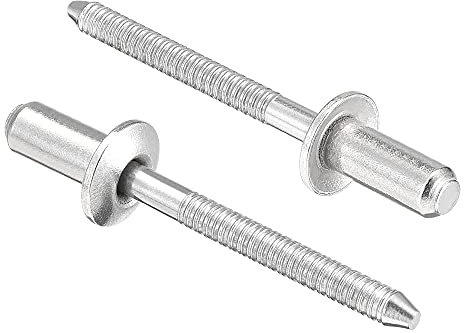 sourcing map Blind Rivets, 304 Stainless Steel Pull Rivets Core Decoration Rivets 4.8mm Diameter 11mm Grip Length Close End Silver Tone, 25pcs