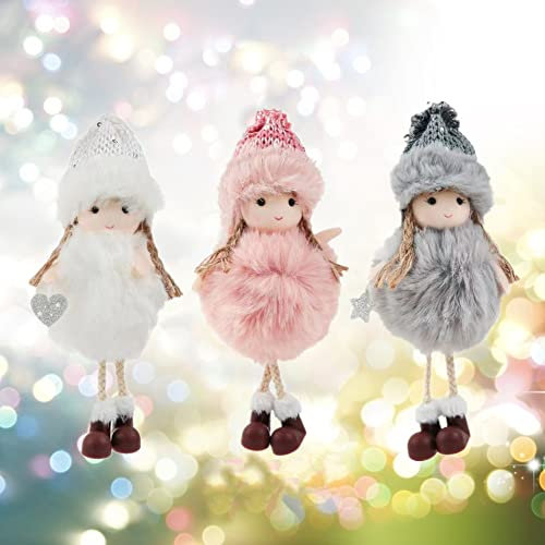 3pcs Decorazioni Natalizie Ornamenti Angelo, Ciondolo Bambola Angelo Piccolo Alce Albero di Natale Ornamenti appesi Artigianato Natalizio Ciondolo Angelo Peluche per Regali di Decorazioni per Feste