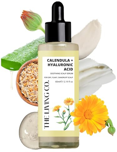 THE LIVING CO. Sérum apaisant pour cuir chevelu calendula + acide hyaluronique 65 ml pour pellicules, cuir chevelu squameux et déshydraté.