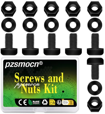 pzsmocn 300 Pezzi/100 Set M3*6 mm Viti a Testa Tonda con Croce in Nylon | Compatibile Arduino Raspberry Pi Sensore Shield Modulo Scheda Elettronico 100 M3 Rondelle Nera Plastica Dadi Esagonali
