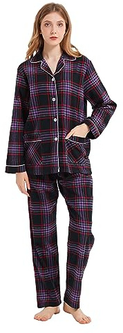 kolipajam Pyjama d'hiver en Flanelle 100% Coton Teint en Fil de Coton pour Femme