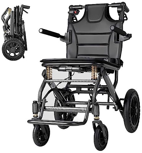 GHBXJX Leichter Rollstuhl Unter 10 kg, Faltbar Leicht Reiserollstuhl, Ultraleicht Rollstühle füR die Wohnung, Verstellbare Armlehnen, Klappbare FußStütze, Sitzbreite 40cm, Aluminium