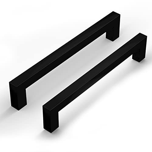 LONTAN 2 Stück Möbelgriffe Schwarz - 256mm Lochabstand Schrankgriffe | Edelstahl Griffe für Küchenschränke, Modern Schrankgriffe Schwarz für Schubladen und Schrank