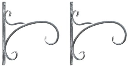 TentHome Blumenampel Halterung Wand Blumenampelhalter Pflanzenhaken Rustikal Blumenhalter Landhaus Haken für Blumenampel Pflanzkorb Hängekorb Wandhalterung Shabby Chic Weiß 2 Stück (A)