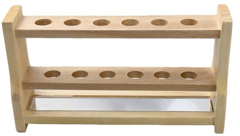 OLYCRAFT 6 Trous Support en bois pour tubes à essai 10ML Support pour tubes à centrifuger Présentoir de tubes Trou de 18mm pour tubes à essais de laboratoire de chimie - 230x60x130mm