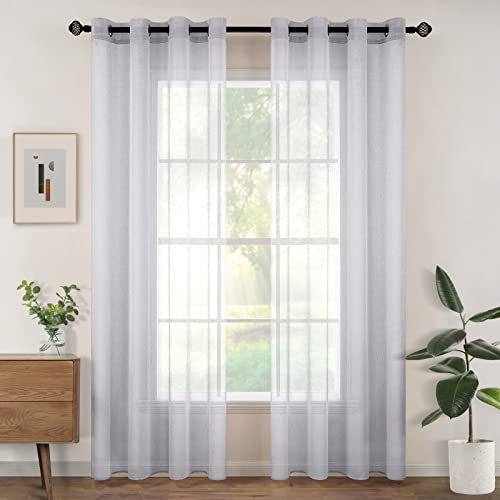 Woaboy Voile Gardinen Vorhänge Ösen 2er Set 140x200cm Grau | Voile Gewebe für Wohnzimmer und Schlafzimmer, transparent, leicht und dekorativ für moderne Fenster.