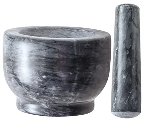 PRETYZOOM Mortier et Pilon en Marbre Noir, Outil Cuisine Manuel pour Écraser L’ail, 1 Set, Facile à Utiliser la Maison Restaurant
