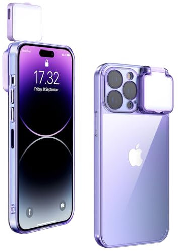 CEXHG Schutzhülle mit LED-Selfie-Licht für iPhone 13 Pro Max, beleuchtete Hülle, wiederaufladbar, kompatibel, Live-Makeup-TIK Tok-Video, Selfie-Beleuchtung für Frauen (Lila, für iPhone 13 Pro Max)