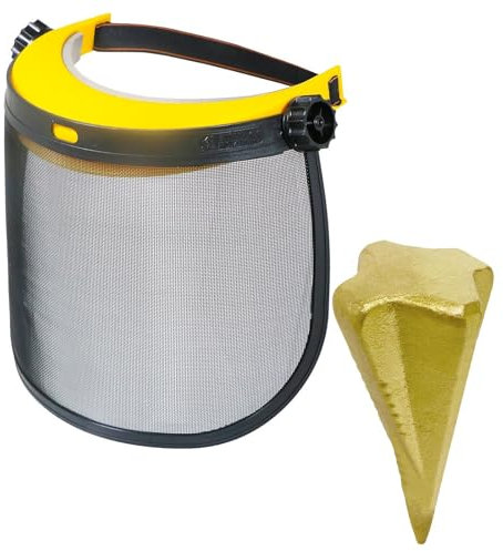 SPARES2GO Log Splitter Face Shield Kit Wood Timber Splitting Log Wedge + Protective Mesh Visor Set
