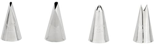Wilton Douilles à Pâtisserie Set/4: Douilles Professionnelle #102, #104, #224, #352 en Métallique Réutilisable pour la Décoration de Gateaux, Muffins et de Cupcakes