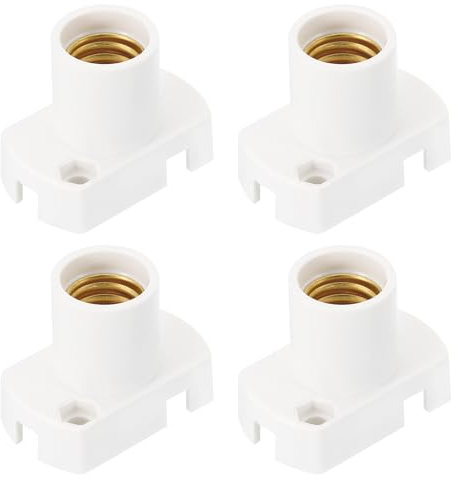PATIKIL Portalámparas de Bombilla LED con Base E12, 4 Unidades, Resistente al Calor, de Plástico, para Garaje, Enchufe, Sótano, Color Blanco