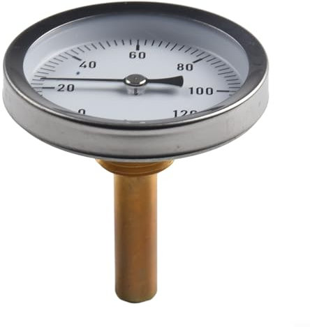 HEBEOT Ofenthermometer, 63 mm, horizontales Thermometer, Aluminium-Temperatur-Messuhr, 0–120 °C, Bimetall-Ofengrillthermometer