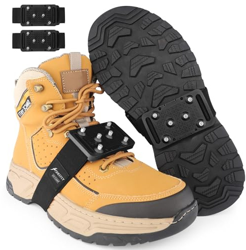 SHEEFLY Steigeisen, verbesserte Mikrospikes mit mittelhoher Sohle, leicht drehbare Eisgriffe für Schuhe und Stiefel mit verstellbaren Riemen, Schneegriffe, Eistraktionsstollen für Damen, Herren,