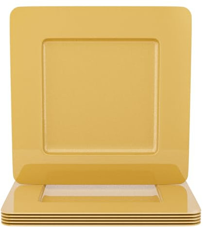 MAONAME Gold Charger Plates Set of 6, 13 Square Plate Chargers, Plastic Chargers for Dinner Plates, Decorative Table Chargers for Wedding, Table Setting