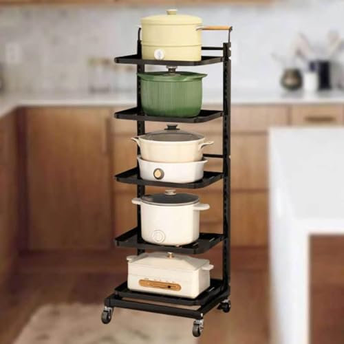 ErZhuiZi Rangement Cuisine Placard Coulissant Desserte à roulettes Cuisine Extérieure Desserte Roulante Meuble Cuisine pour Micro-Ondes,Black-5 * 5boards