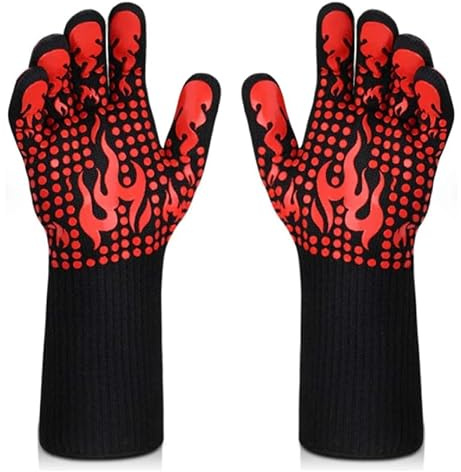 Beufee Guantes para Barbacoa, 1472 Grados F, Guantes para Asar, Guantes para Horno, Guantes para Barbacoa, Resistentes al Calor, Guantes para ahumar,