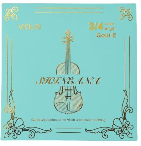 Violinensaiten, komplettes Set, Violinensaiten-Ersatz, Kohlenstoffstahlkern, mittlere Spannung, lange Haltbarkeit und satter Klang – für alle Spielstufen (3/4 Gold E)