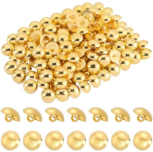 CABODYALS 150 Stück Goldene Pilzknöpfe Mit Gewölbtem Schaft 1 Löcher Plattierter Acryl Metallknopf Halbrunde Knöpfe Vintage Pilzknöpfe Zum Nähen Herstellen von Anzügen Wollmänteln Hemden Bastelbedarf