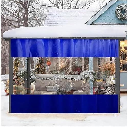 Tende divisori industriali per aree di lavoro in garage, pannelli in vinile impermeabili con telone trasparente e binario dritto, divisorio per patio esterno, per privacy e protezione, lato blu, 2,2 x