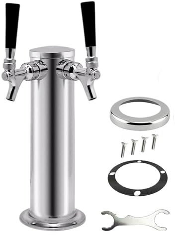 MKLHAVB Columna De Cerveza con Grifo Grifo Doble, Torre de Cerveza de Barril, Barra de Acero Inoxidable, Kegerator for Pub, Grifo Cromado Doble Torre De Cerveza para Casa, Bar, Picnics, Fiestas