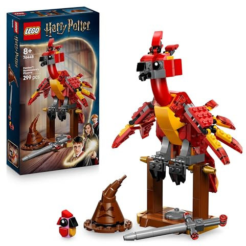 LEGO Harry Potter Fawkes: Dumbledores Phönix-Spielzeug mit Sprechenden Hut, Gryffindor Schwert & Baby Fawkes – Geburtstagsgeschenk für Mädchen und Jungen ab 8 Jahren – 76448