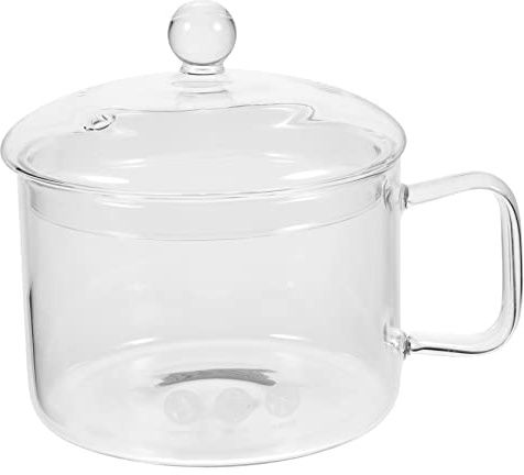 Garneck Pentola in Vetro Borosilicato 1500ml Coperchio e Manico, Resistente al Calore per Cucina Domestica, Multi-funzione e Facile da Pulire